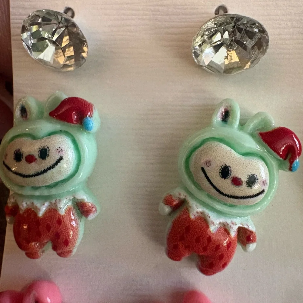 Cute Labubu Character Stud Earring Set